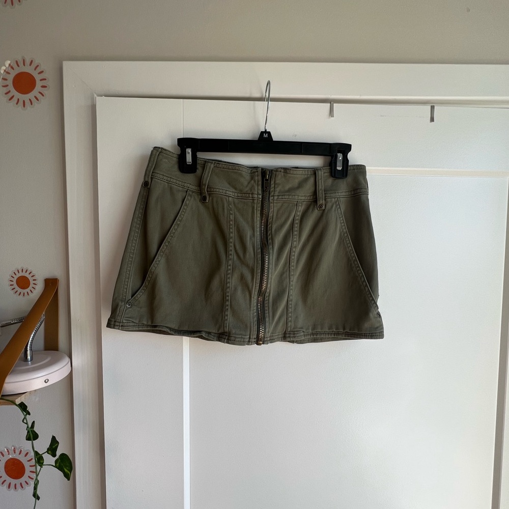 Free People Army Green Zip up Mini skip